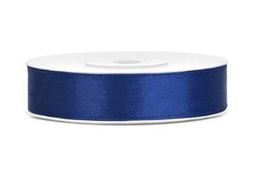 Satin Ribbon, navy blue, 12mm/25m